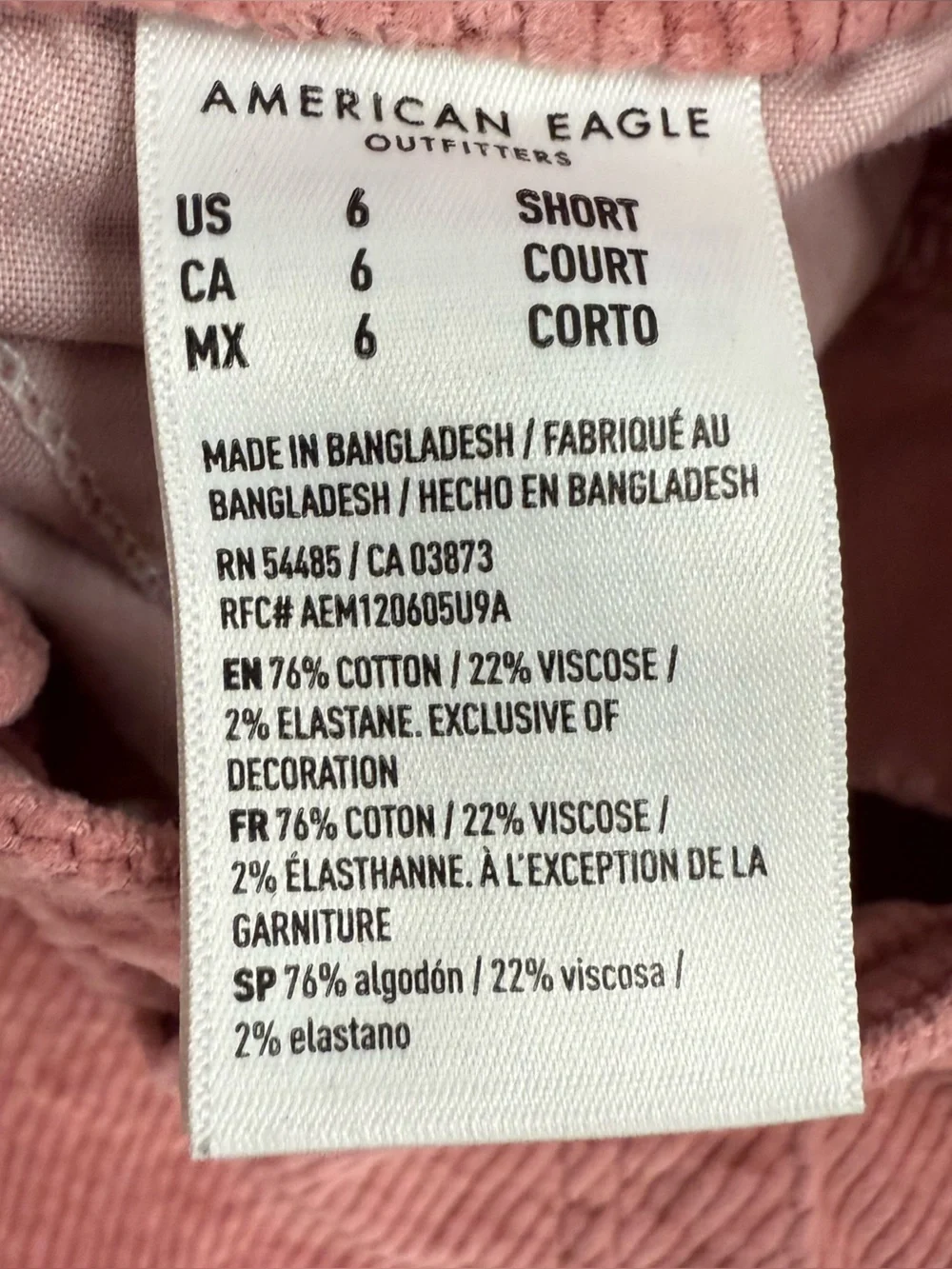 American Eagle Corduroy Pants Womens 6 Short Super High Rise Baggy Wide Leg Pink